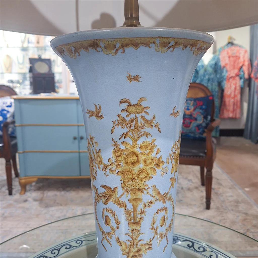 Danny's Fine Porcelain 19Lx19Wx31H Vase Lamp - Celadon Lampas [Acrylic_Base/Sh:2-830-19] 11695-LA - Image 9