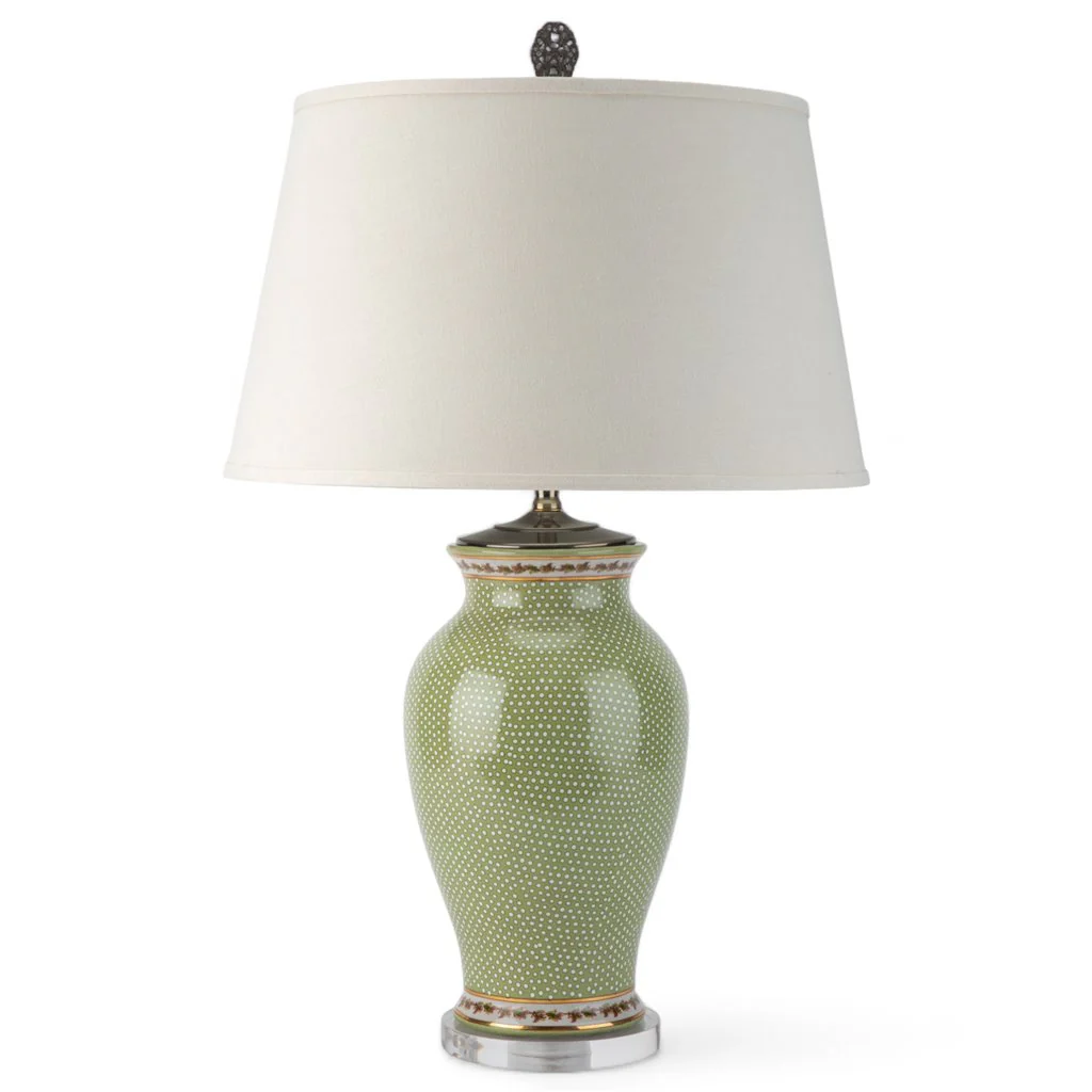 Danny's Fine Porcelain 19Lx19Wx32H Porcelain Lamp - Dotty [Acrylic_Base/Sh:2-830-19] 14072-LA
