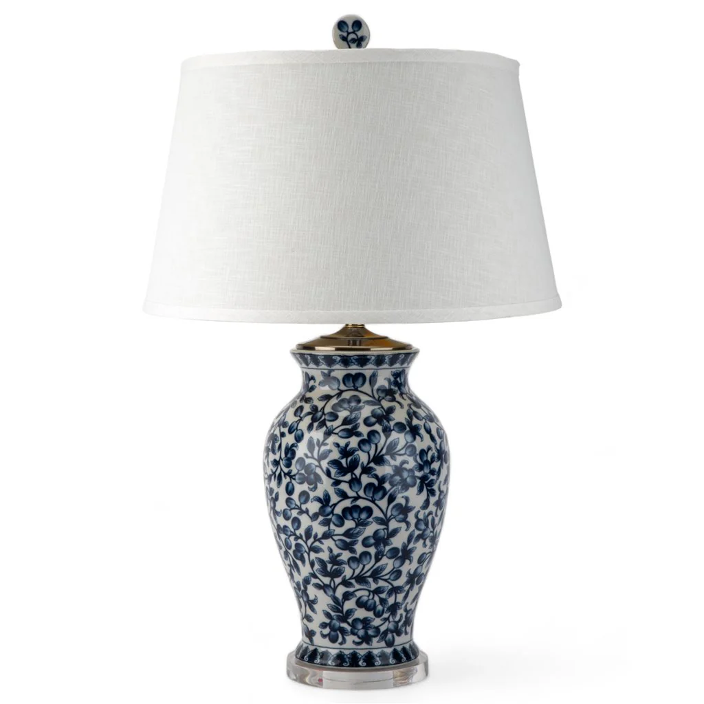 Danny's Fine Porcelain 19Lx19Wx32H Porcelain Vase Lamp - Blue And White Filigree [Acrylic_Base/Sh:2-847-19] 14053-LA