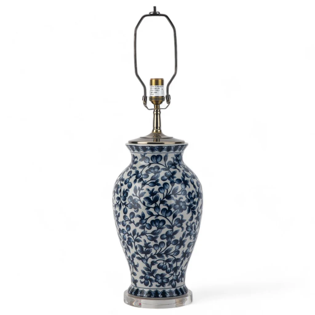 Danny's Fine Porcelain 19Lx19Wx32H Porcelain Vase Lamp - Blue And White Filigree [Acrylic_Base/Sh:2-847-19] 14053-LA - Image 3