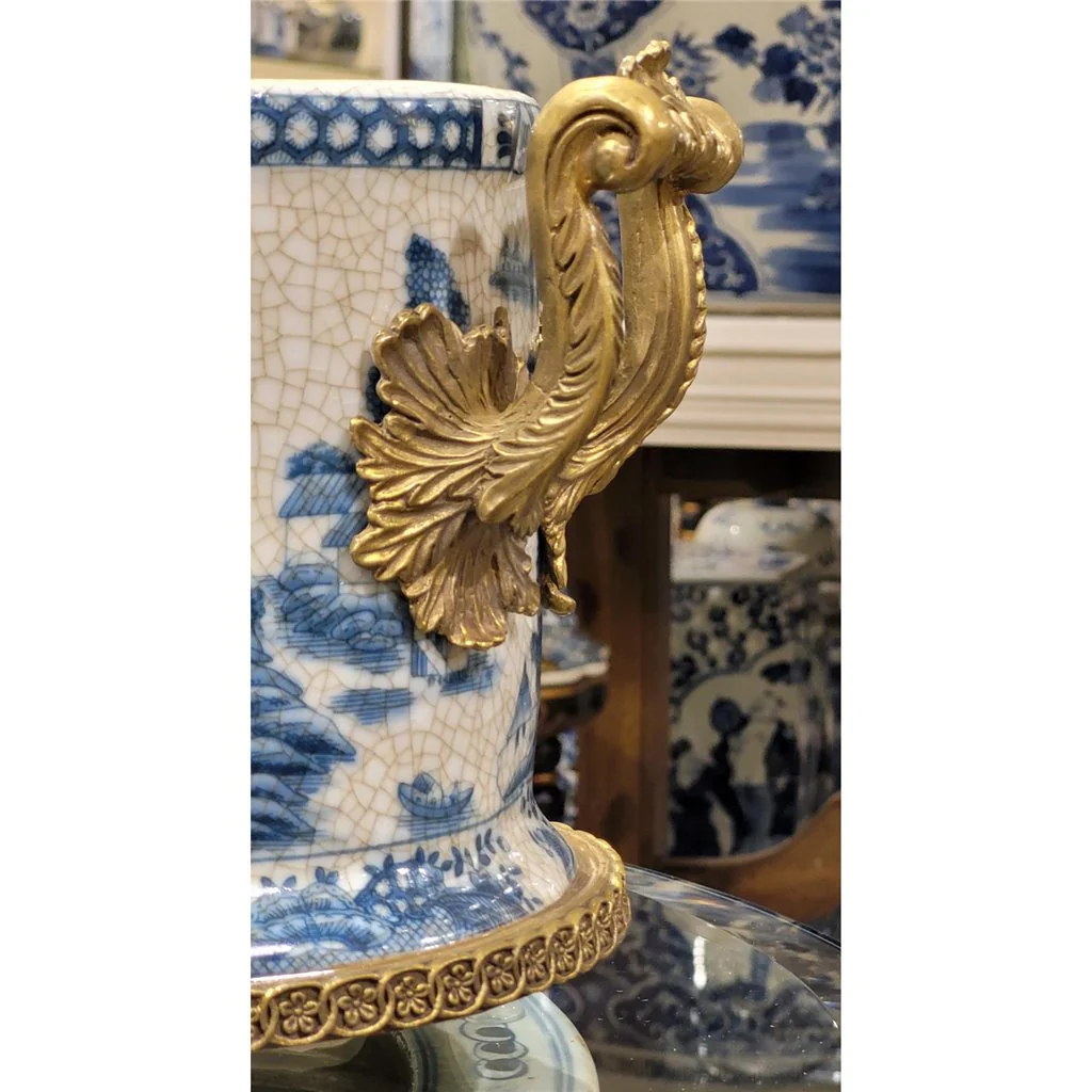 Danny's Fine Porcelain 20x11.5x7 Porcelain Planter With Bronze Ormolu - Blue Willow 14069 - Image 10
