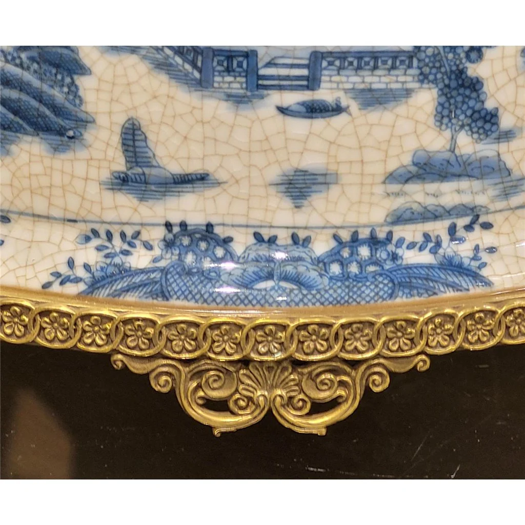 Danny's Fine Porcelain 20x11.5x7 Porcelain Planter With Bronze Ormolu - Blue Willow 14069 - Image 7
