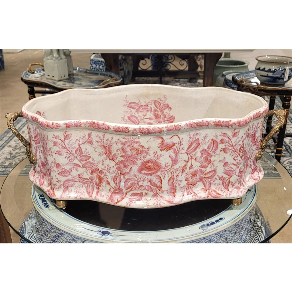 Danny's Fine Porcelain Planter, Pink Primrose with Bronze Handles 14239 - Image 2