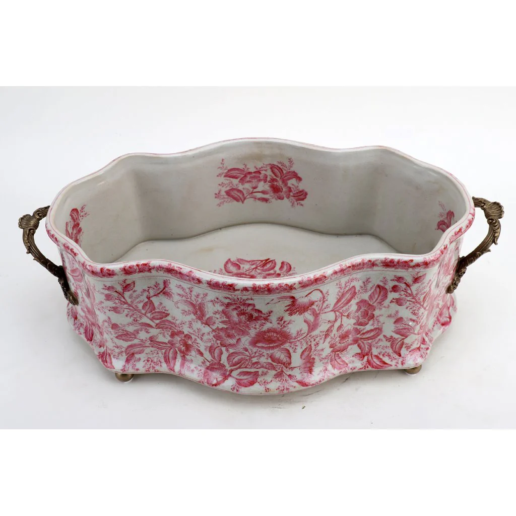 Danny's Fine Porcelain Planter, Pink Primrose with Bronze Handles 14239 - Image 7