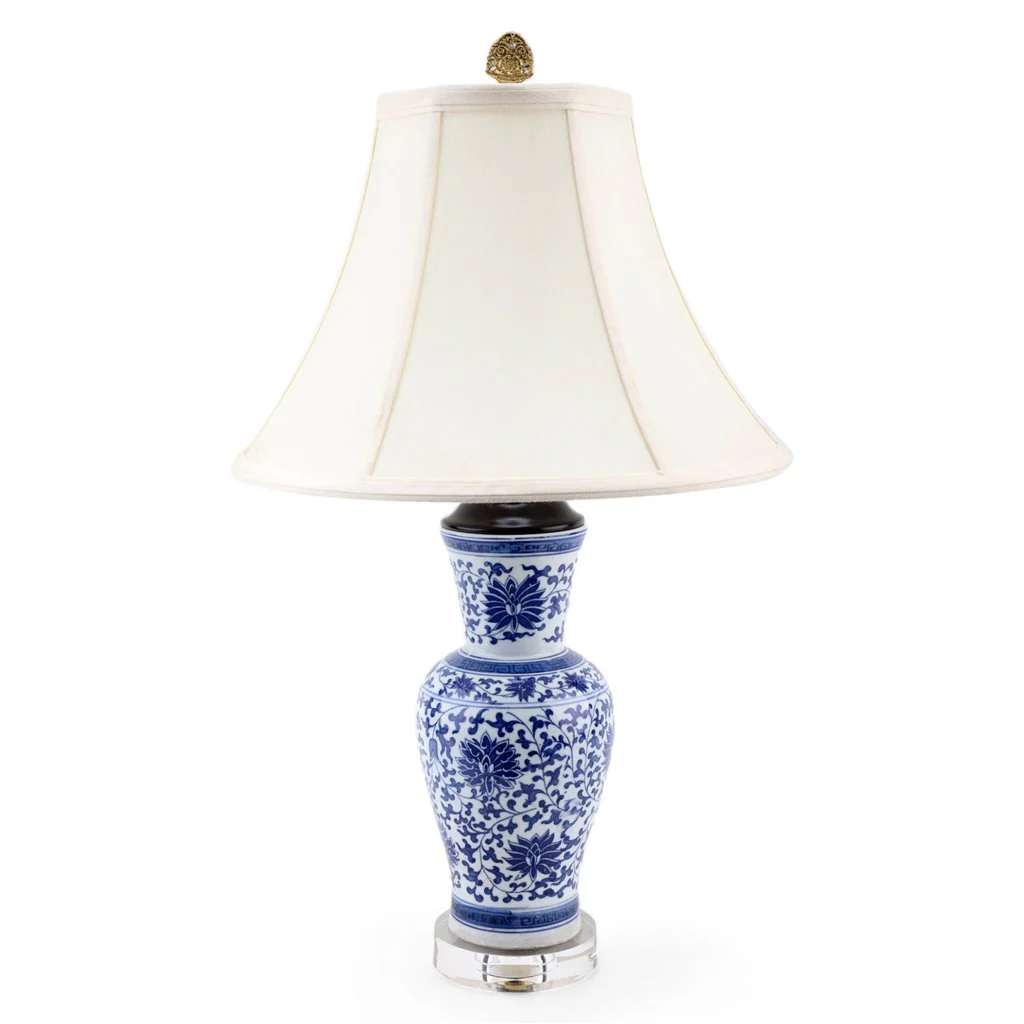 Danny's Fine Porcelain 24.5H - Floral Vase Lamp With Acrylic Base (Xk855) Lampshade is included. 50840-LA