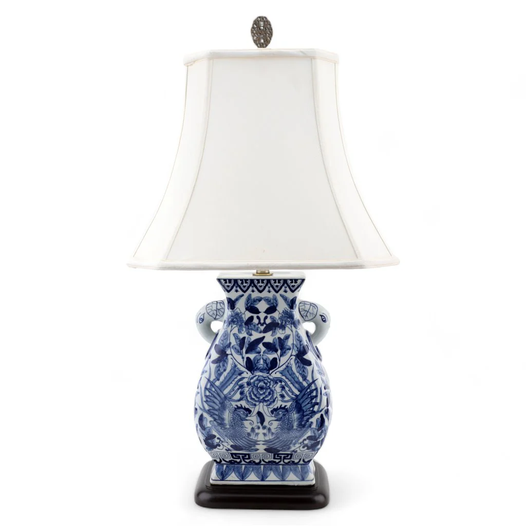 Danny's Fine Porcelain 30H - -Blue And White Elephant Vase Lamp (125-16-Be) Lampshade is included. 50830-L