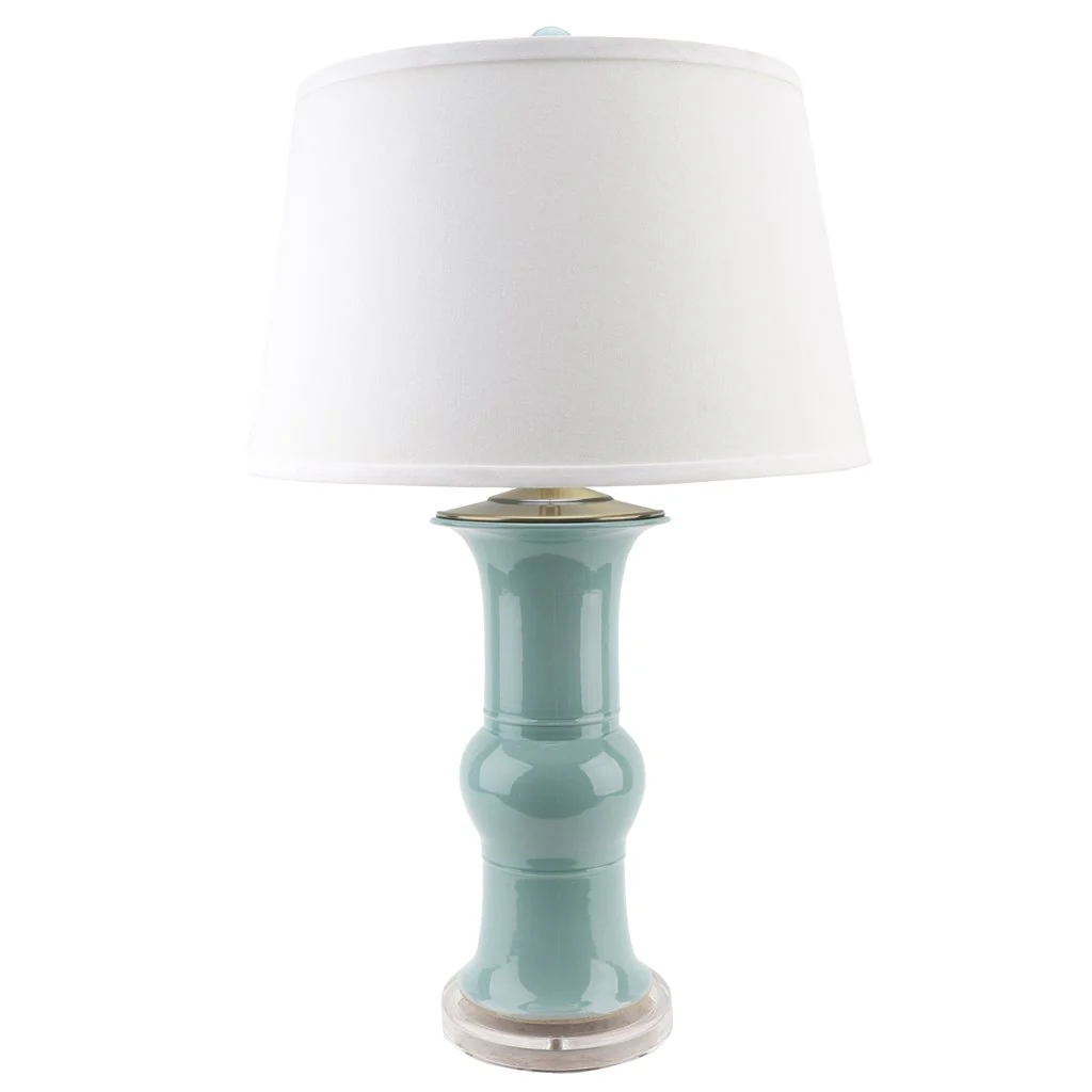 Danny's Fine Porcelain 31.5" H - Celedon Elegant Vase Lamp With Acrylic Base(2-830-19) Lampshade is included. 50824-LA - Image 2