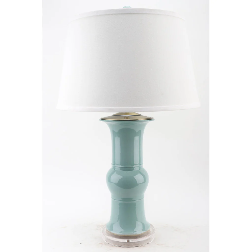 Danny's Fine Porcelain 31.5" H - Celedon Elegant Vase Lamp With Acrylic Base(2-830-19) Lampshade is included. 50824-LA - Image 3