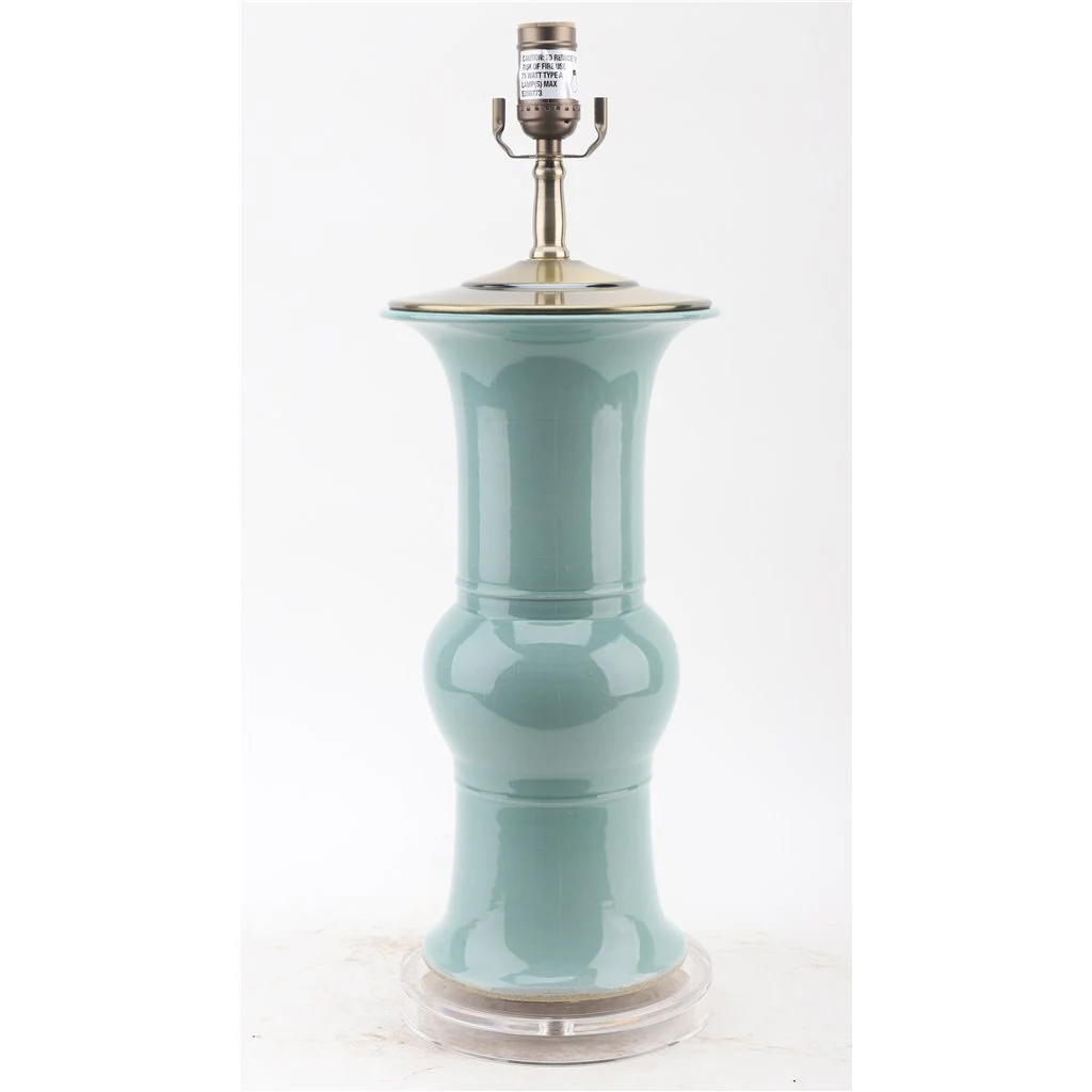 Danny's Fine Porcelain 31.5" H - Celedon Elegant Vase Lamp With Acrylic Base(2-830-19) Lampshade is included. 50824-LA - Image 4
