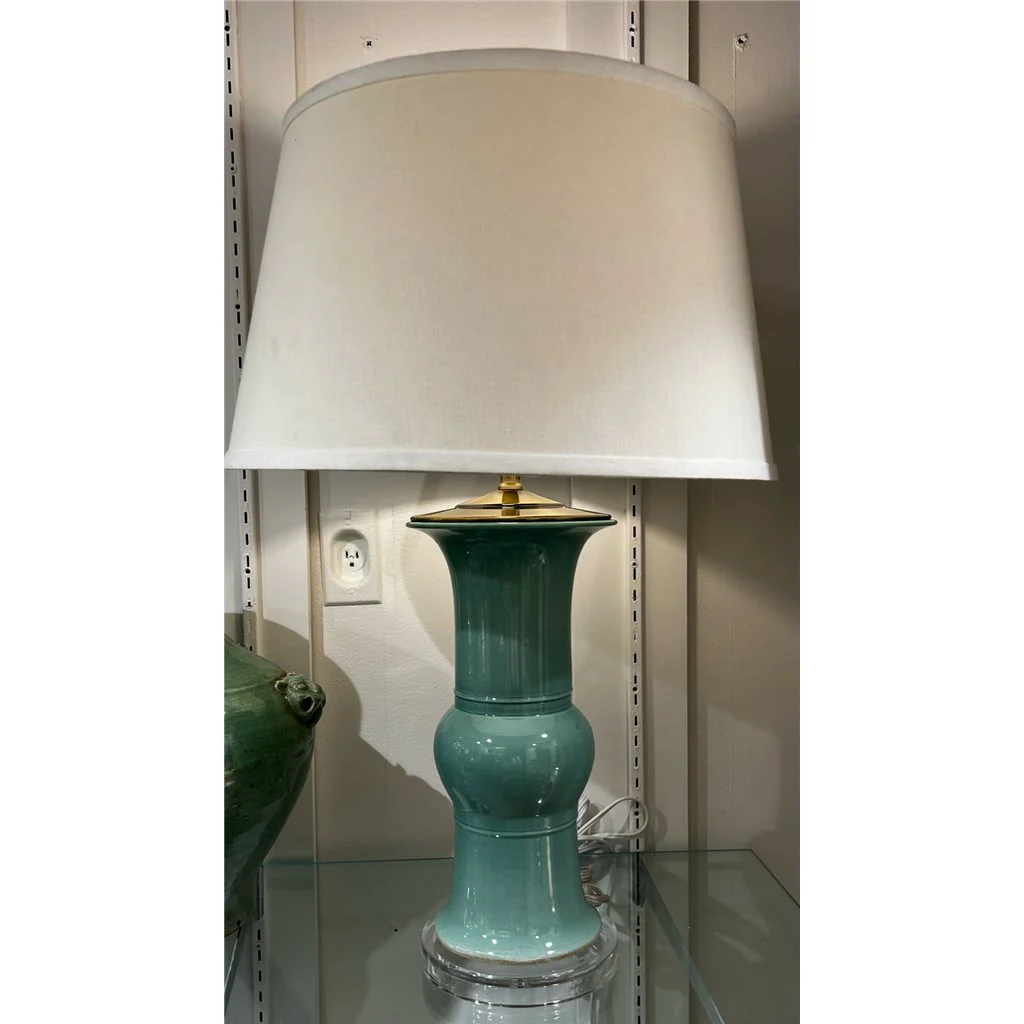 Danny's Fine Porcelain 31.5" H - Celedon Elegant Vase Lamp With Acrylic Base(2-830-19) Lampshade is included. 50824-LA - Image 5