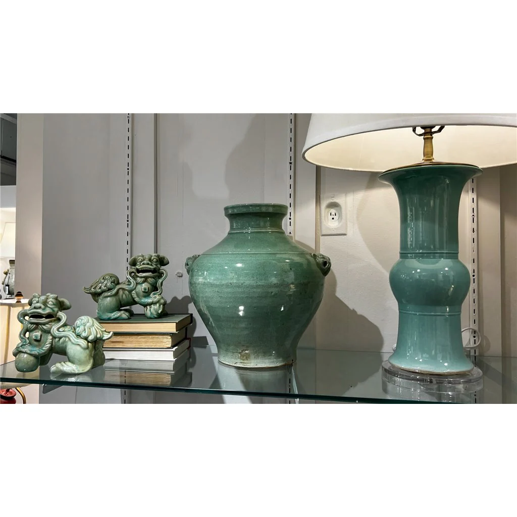 Danny's Fine Porcelain 31.5" H - Celedon Elegant Vase Lamp With Acrylic Base(2-830-19) Lampshade is included. 50824-LA - Image 6