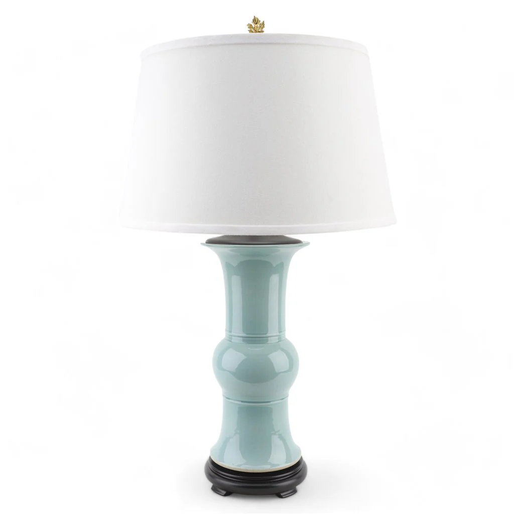 Danny's Fine Porcelain 32" H - Celedon Elegant Vase Lamp With Wood Base(2-830-19) Lampshade is included. 50824-L