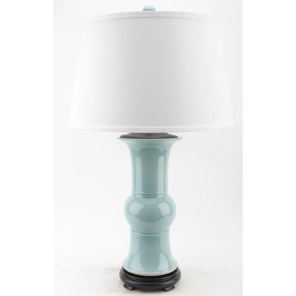Danny's Fine Porcelain 32" H - Celedon Elegant Vase Lamp With Wood Base(2-830-19) Lampshade is included. 50824-L - Image 2
