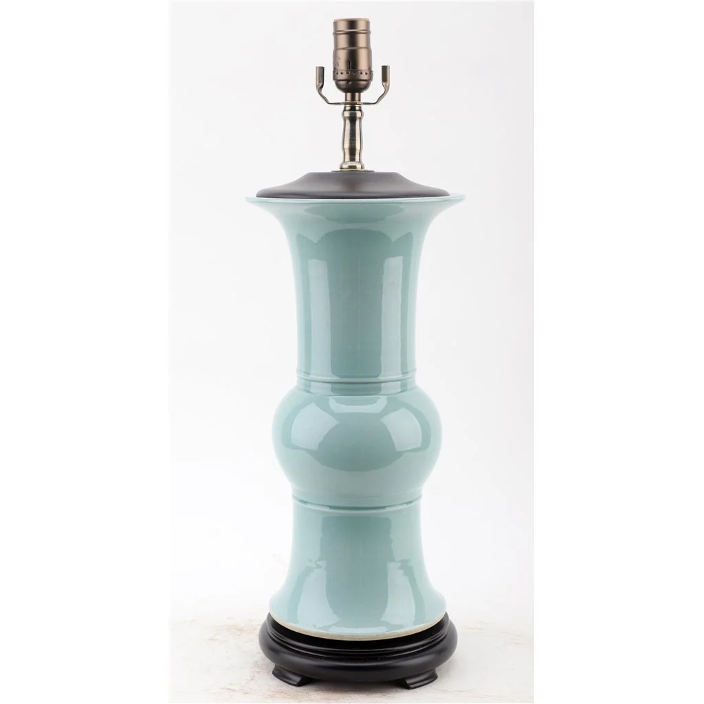 Danny's Fine Porcelain 32" H - Celedon Elegant Vase Lamp With Wood Base(2-830-19) Lampshade is included. 50824-L - Image 3