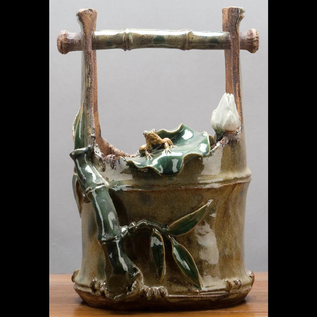 Danny's Fine Porcelain Bamboo Bucket With Frogs (Artisan Crafted) KW300-07 - Image 2