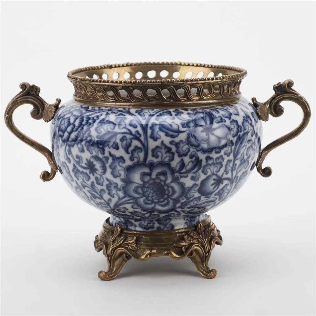 Danny's Fine Porcelain BASIN WITH BRONZE(OPENING 5""D)-BLUE AND WHITE 14218 - Image 10