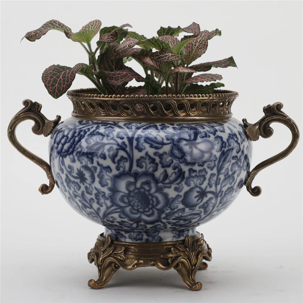 Danny's Fine Porcelain BASIN WITH BRONZE(OPENING 5""D)-BLUE AND WHITE 14218 - Image 11