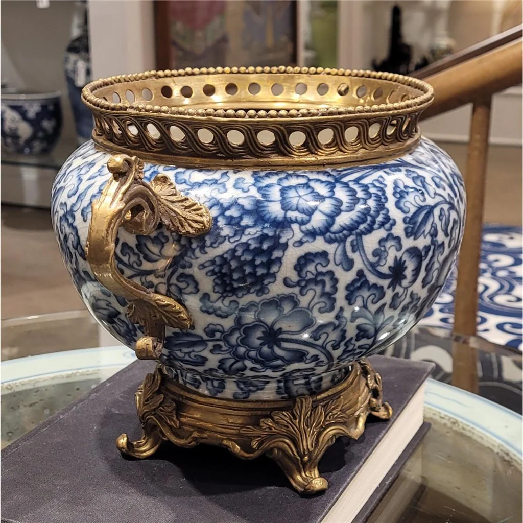 Danny's Fine Porcelain BASIN WITH BRONZE(OPENING 5""D)-BLUE AND WHITE 14218 - Image 13