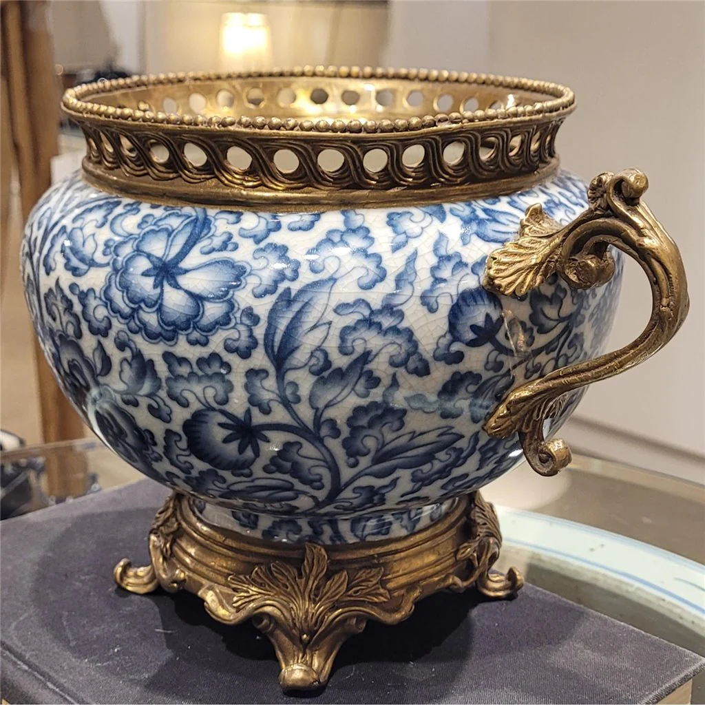 Danny's Fine Porcelain BASIN WITH BRONZE(OPENING 5""D)-BLUE AND WHITE 14218 - Image 14
