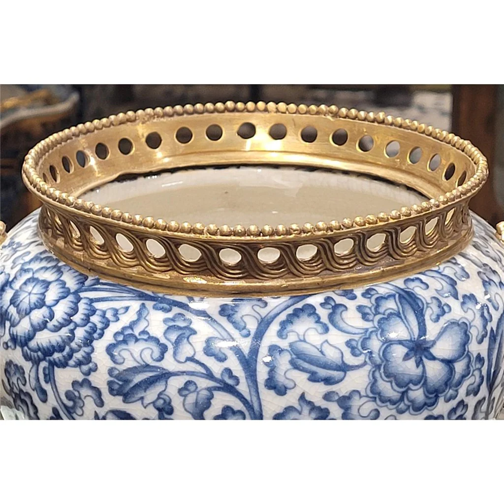 Danny's Fine Porcelain BASIN WITH BRONZE(OPENING 5""D)-BLUE AND WHITE 14218 - Image 16