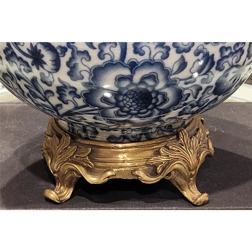 Danny's Fine Porcelain BASIN WITH BRONZE(OPENING 5""D)-BLUE AND WHITE 14218 - Image 17