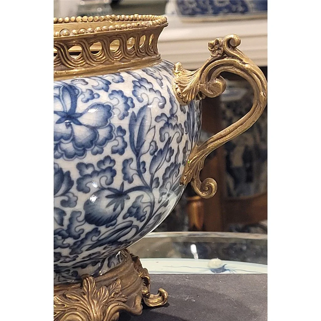 Danny's Fine Porcelain BASIN WITH BRONZE(OPENING 5""D)-BLUE AND WHITE 14218 - Image 18