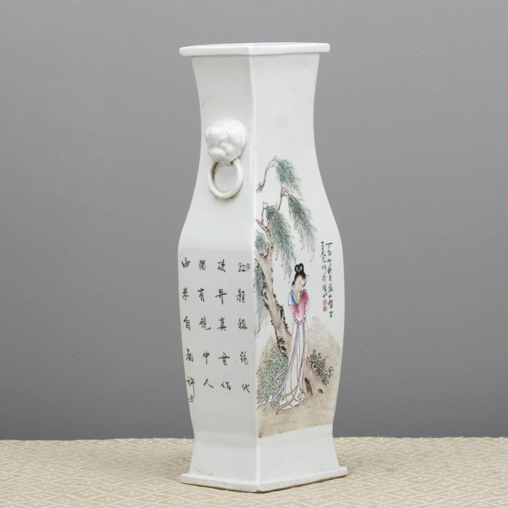 Danny's Fine Porcelain Beauty Scene Rectangle Vase 50128 - Image 8