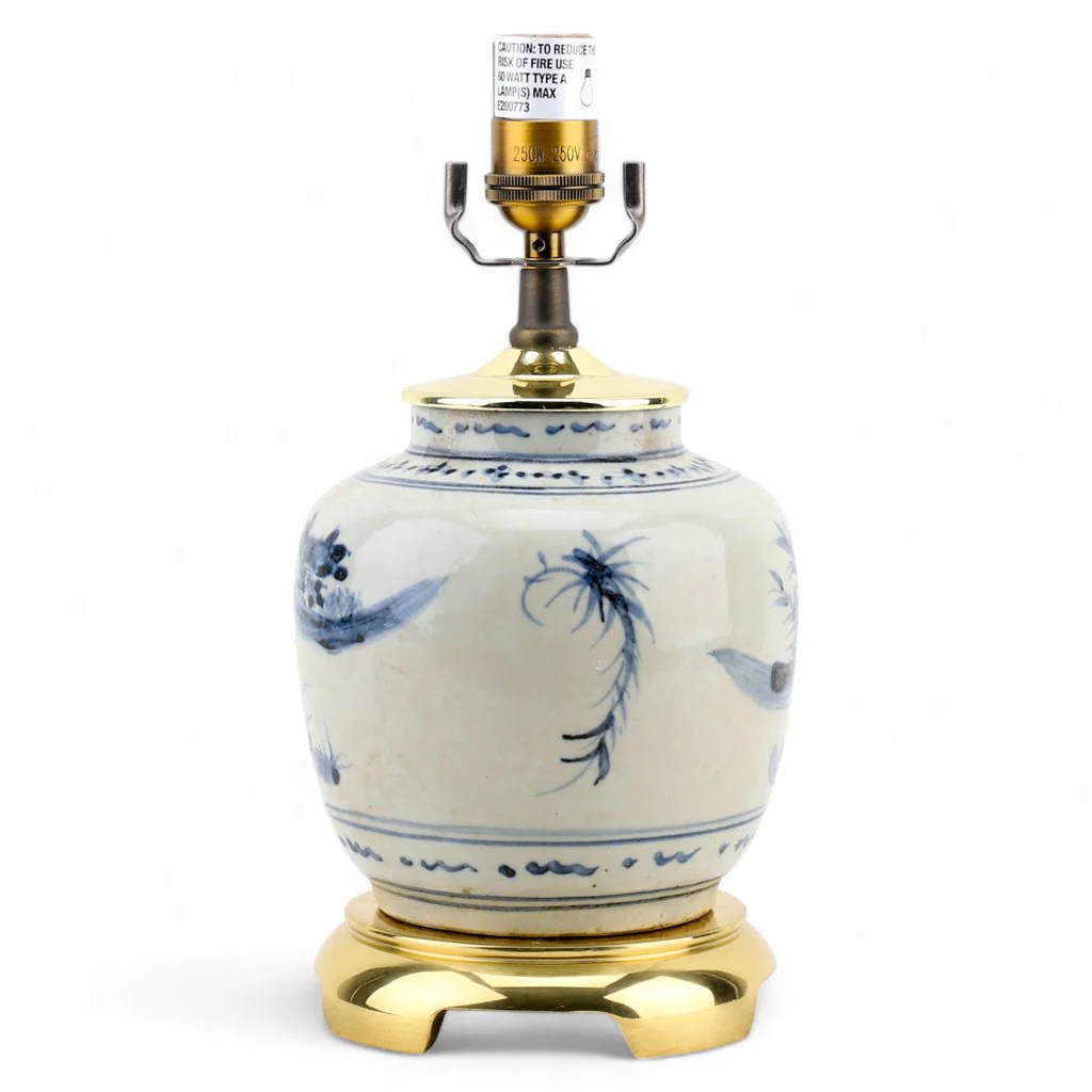 Danny's Fine Porcelain Blue And White Lamp-People - Brass Base And Cap (2-830-13) 50187-LG - Image 4