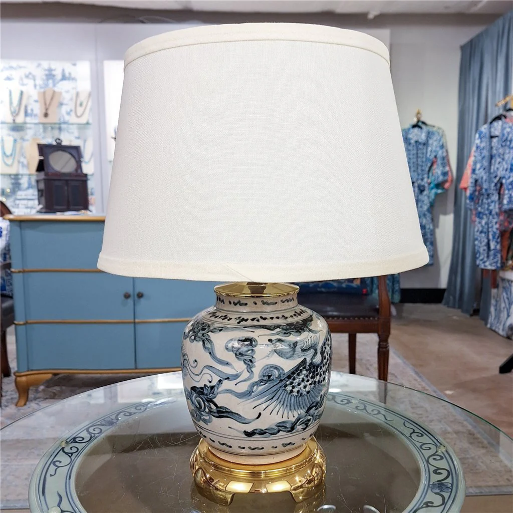 Danny's Fine Porcelain Blue And White Lamp-Phoenix - Brass Base And Cap (2-830-13) 50189-LG - Image 2