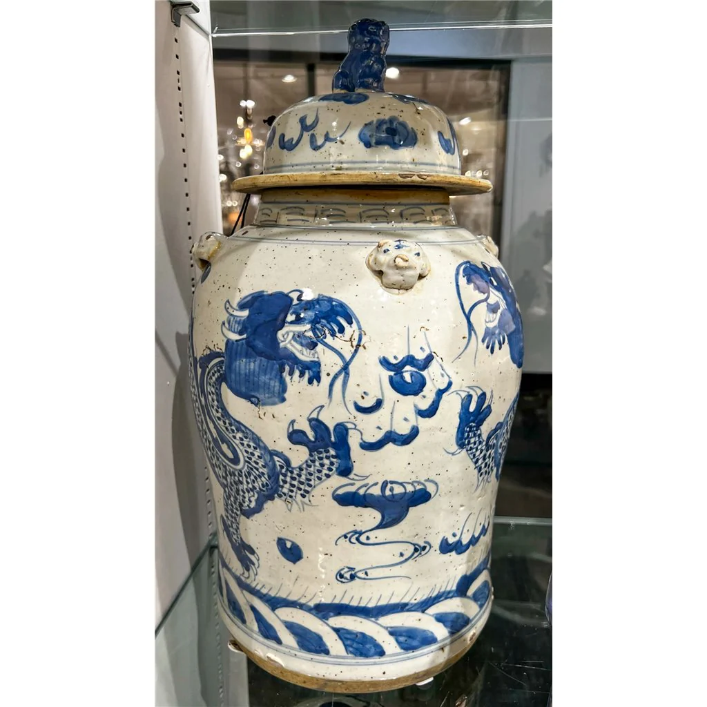 Danny's Fine Porcelain Blue And White Lidded Lion Jar- Dragon (Classic) 50199 - Image 5