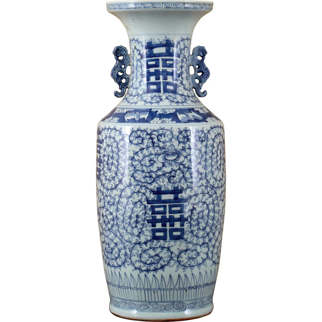 Danny's Fine Porcelain Blue And White Vase-Double Happiness (Classic) 50108