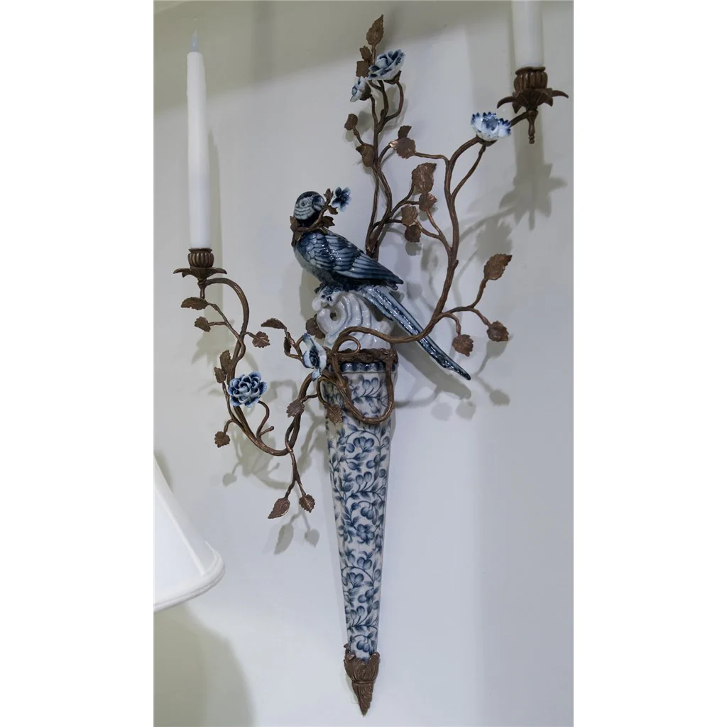 Danny's Fine Porcelain BLUE AND WHITE WALL HANGING CANDLE STICK 30" 14074 - Image 4