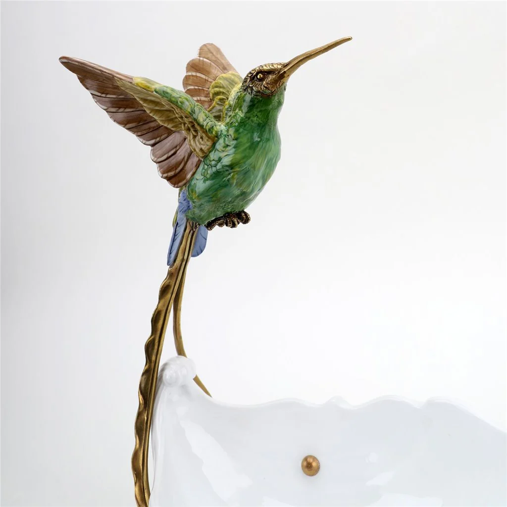 Danny's Fine Porcelain Blue Green Hummingbird With Dish 60375 - Image 13