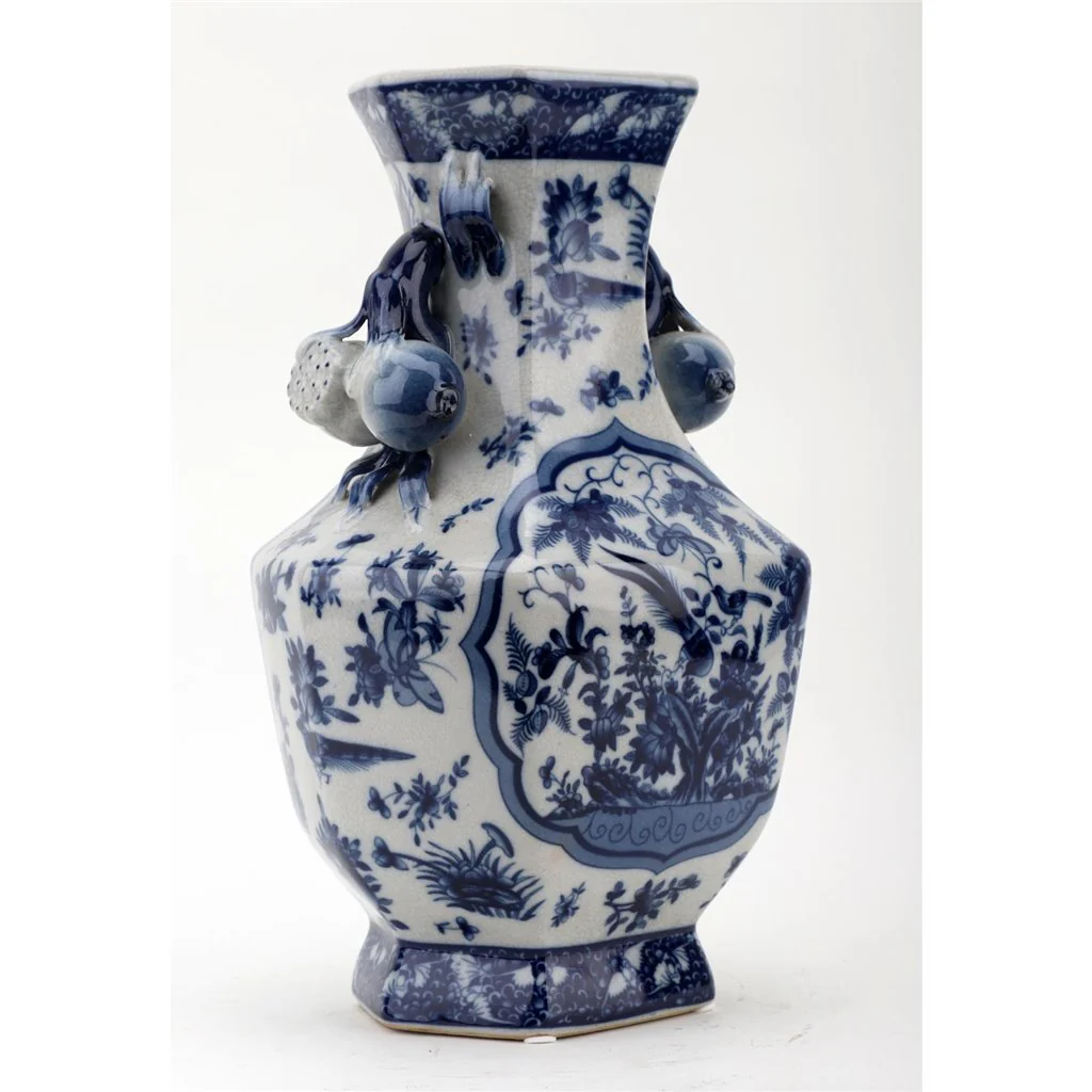 Danny's Fine Porcelain [BOT: 5X6 HEXA] HEXAGONAL VASE - B/W BIRD 10792 - Image 3