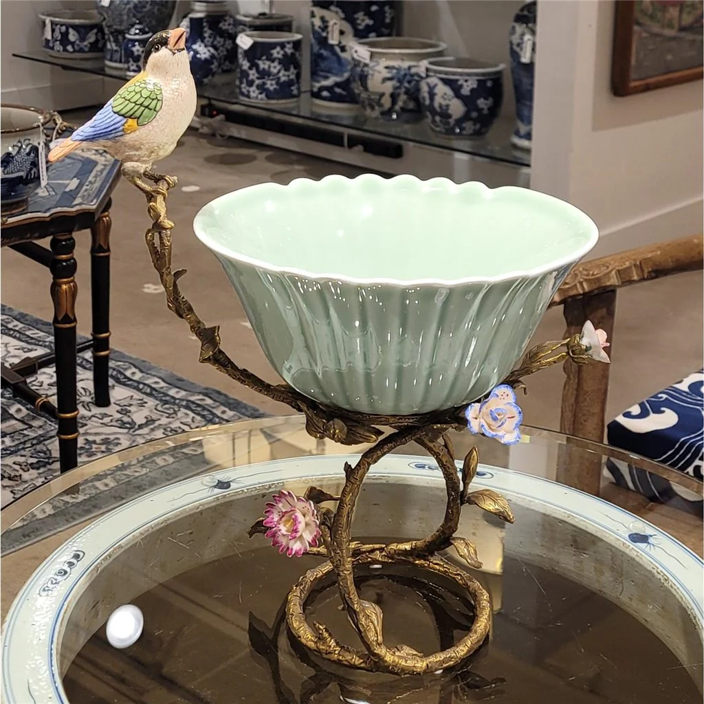 Danny's Fine Porcelain Bowl With Bird And Bronze Ormolu 60388 - Image 4