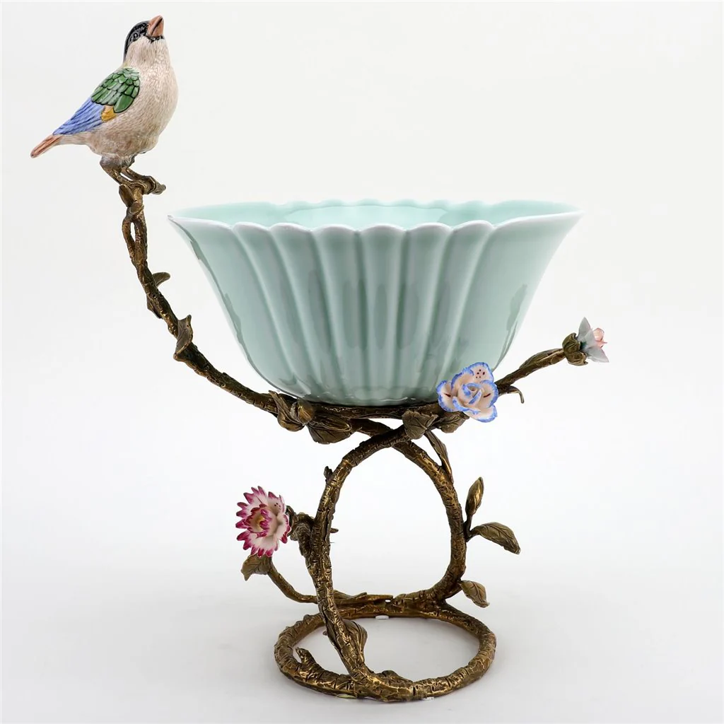 Danny's Fine Porcelain Bowl With Bird And Bronze Ormolu 60388 - Image 8