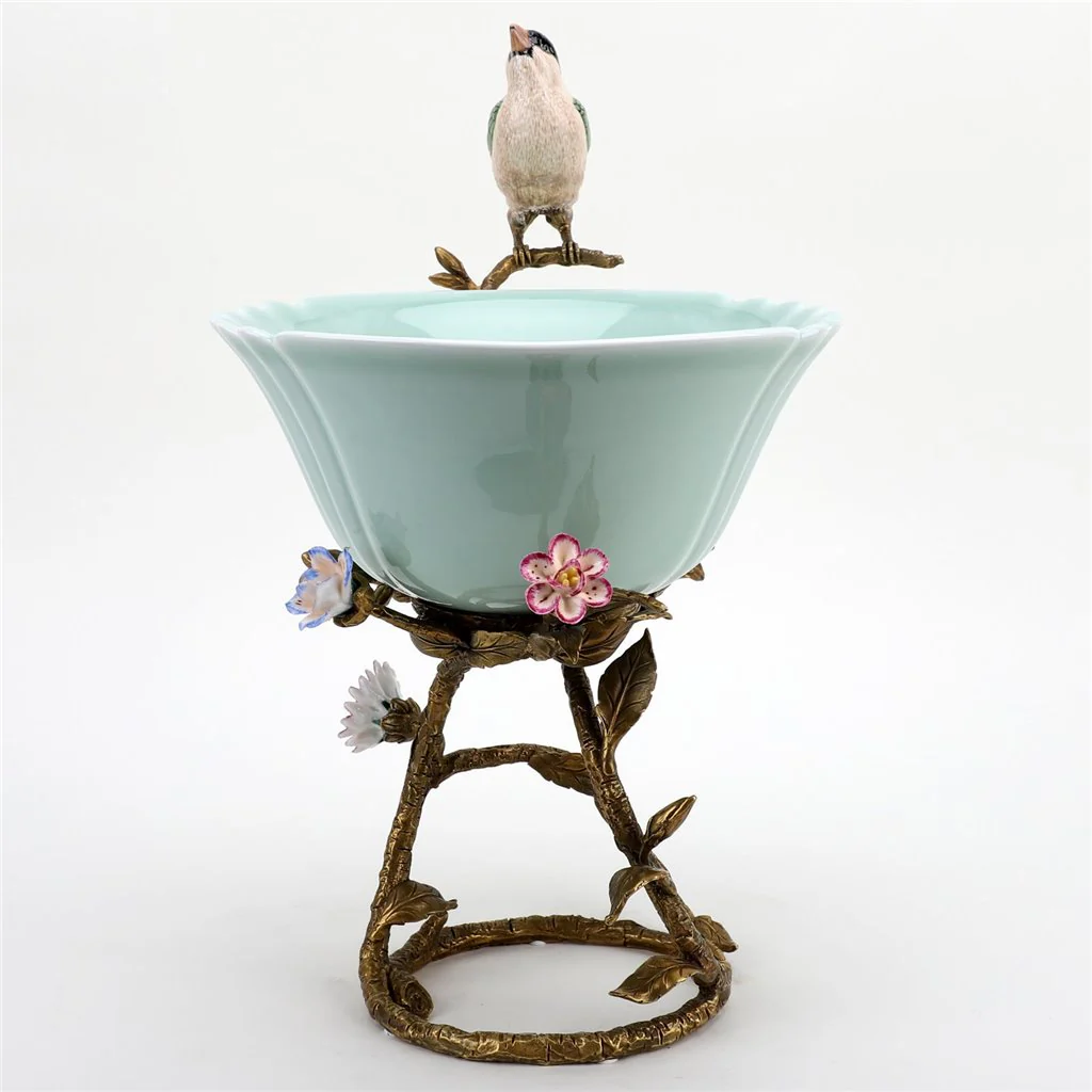 Danny's Fine Porcelain Bowl With Bird And Bronze Ormolu 60388 - Image 9