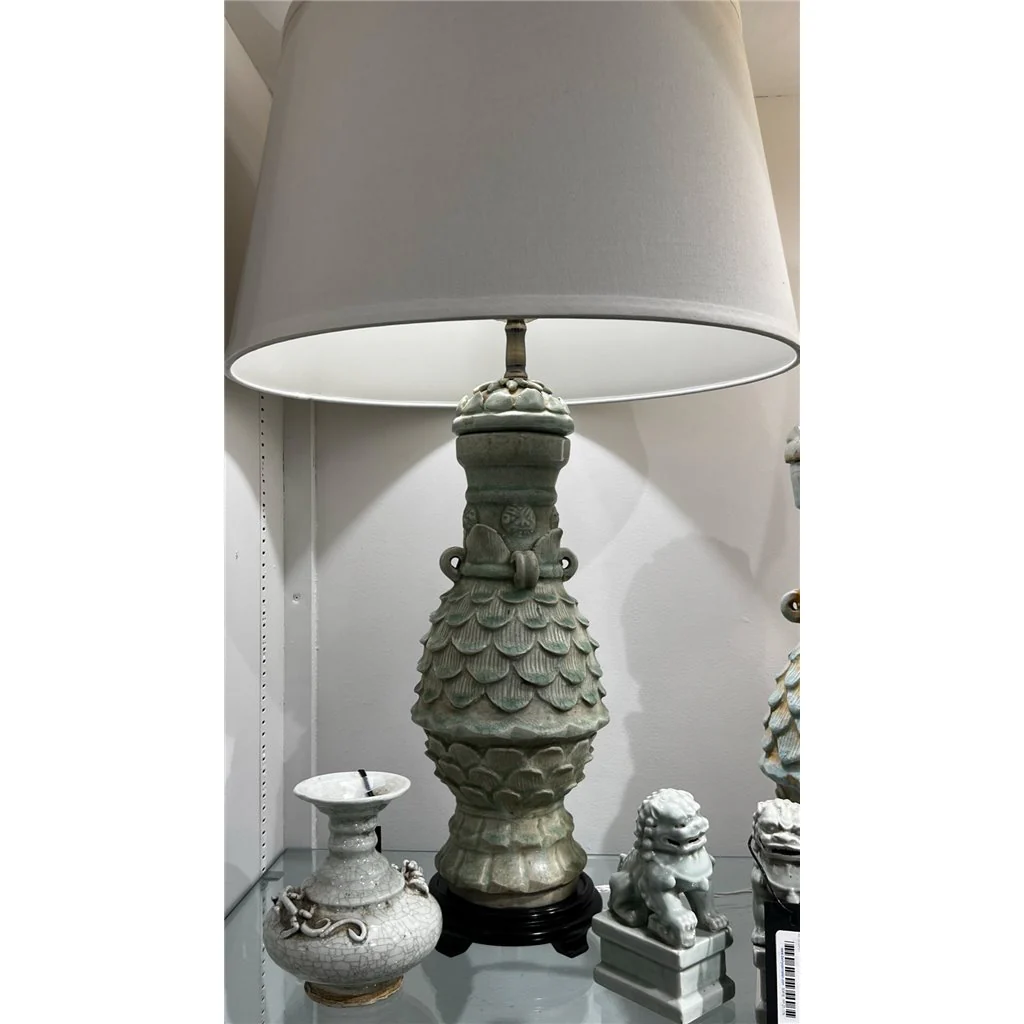 Danny's Fine Porcelain Celadon Lotus Petal Lamp 50109-L - Image 3