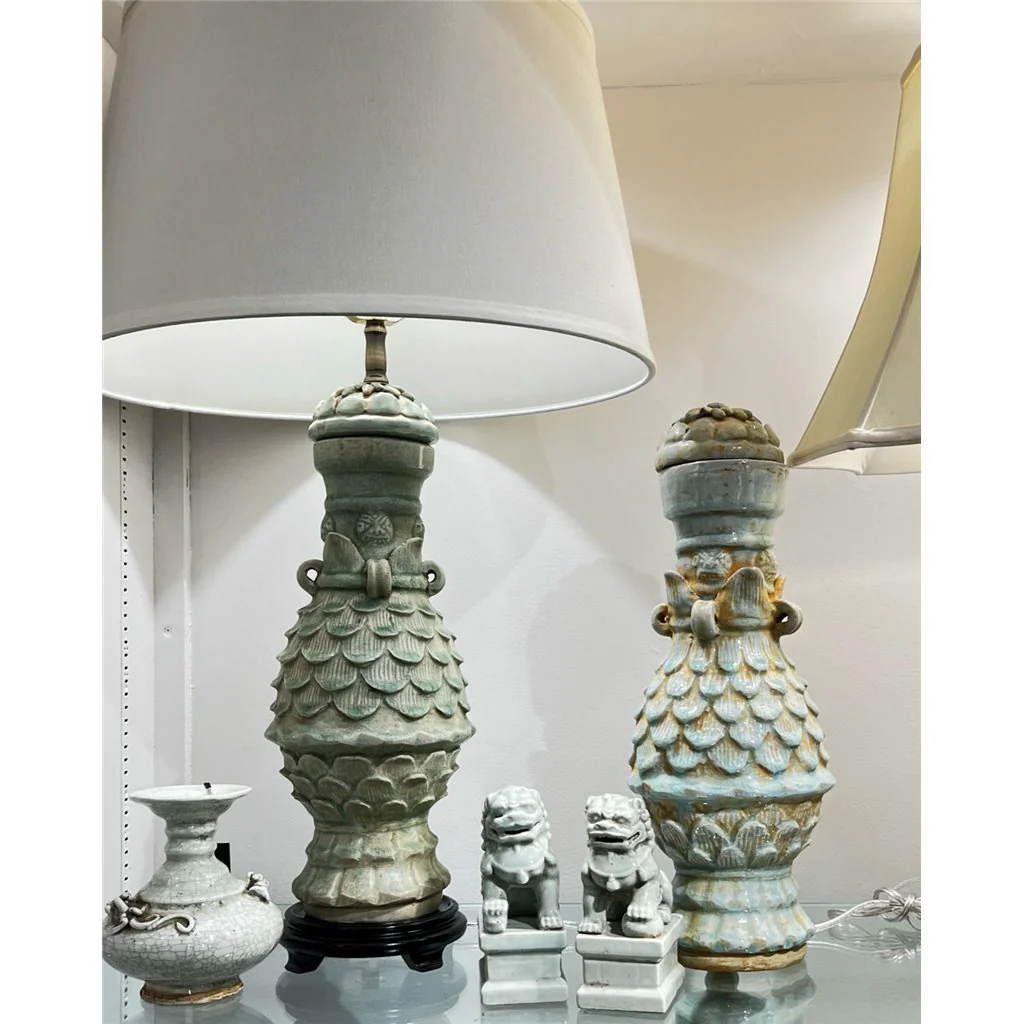 Danny's Fine Porcelain Celadon Lotus Petal Lamp 50109-L - Image 4