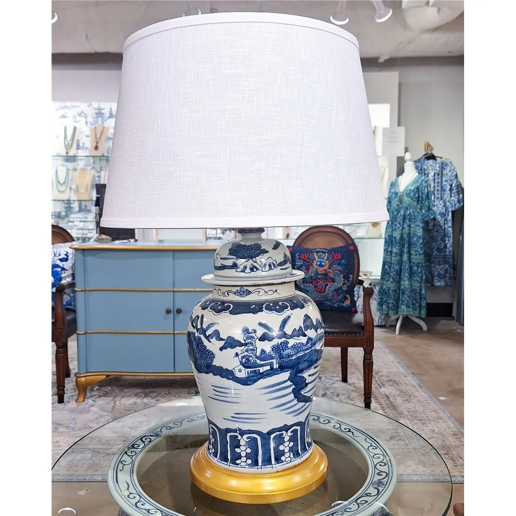 Danny's Fine Porcelain Classic Porcelain Temple Jar Lamp - Village Scene - Gold Wood Base (2-847-17) 50631-LG - Image 4