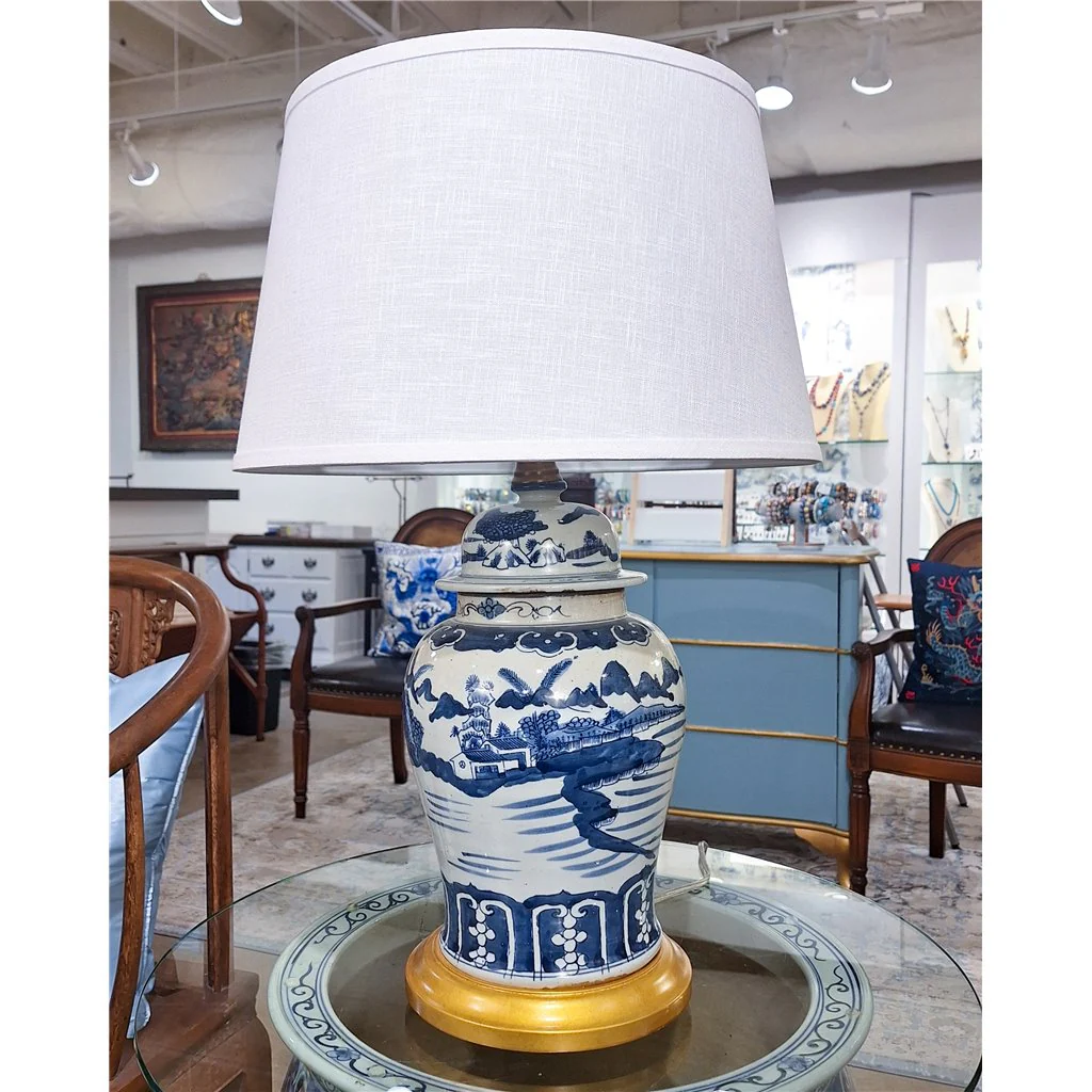 Danny's Fine Porcelain Classic Porcelain Temple Jar Lamp - Village Scene - Gold Wood Base (2-847-17) 50631-LG - Image 5