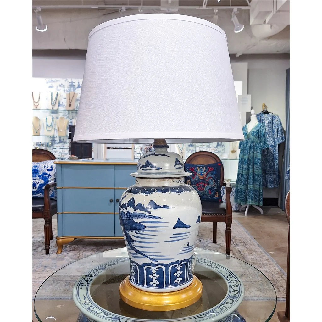 Danny's Fine Porcelain Classic Porcelain Temple Jar Lamp - Village Scene - Gold Wood Base (2-847-17) 50631-LG - Image 6