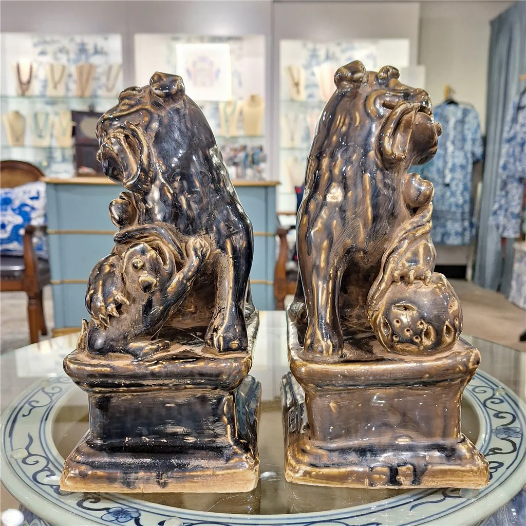 Danny's Fine Porcelain Foo Dog Aged Black - Pair 51150 - Image 13