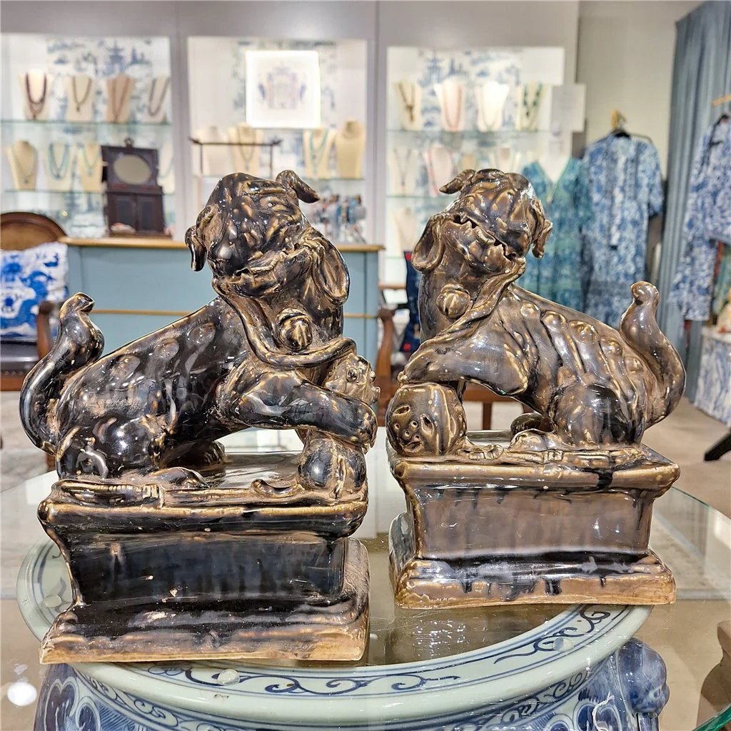 Danny's Fine Porcelain Foo Dog Aged Black - Pair 51150 - Image 2