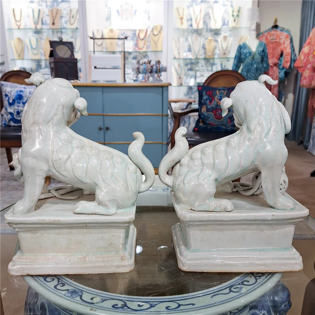 Danny's Fine Porcelain Foo Dogs (Pr) - old celadon KS1008 - Image 4
