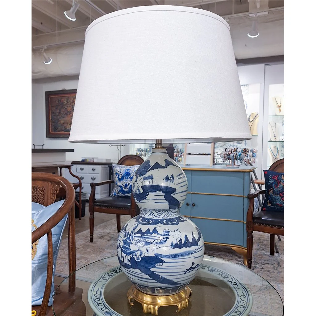 Danny's Fine Porcelain Gourd Vase Lamp - Blue Village - Brass Base (2-847-19) 50706-LG - Image 11