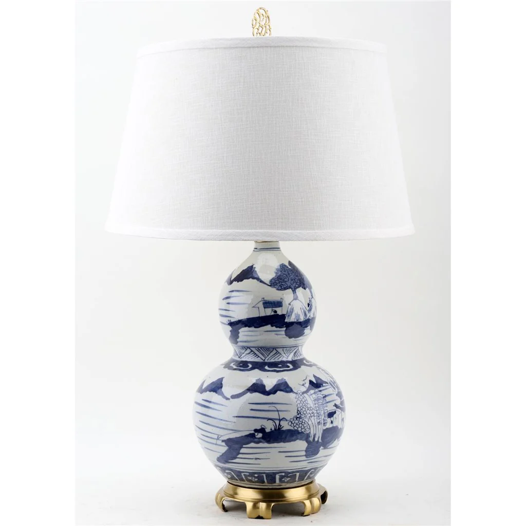 Danny's Fine Porcelain Gourd Vase Lamp - Blue Village - Brass Base (2-847-19) 50706-LG - Image 6