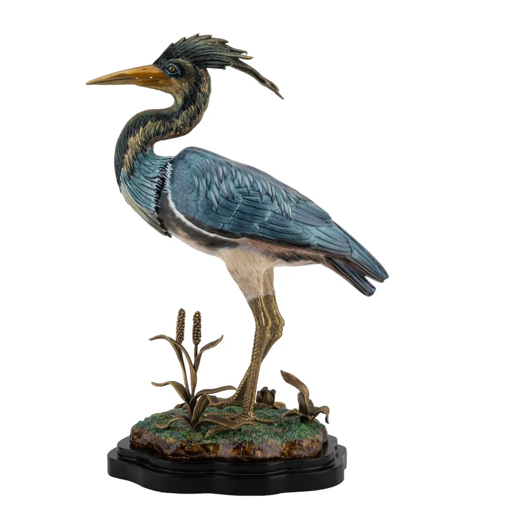 Danny's Fine Porcelain Grey Heron With Bronze 61002