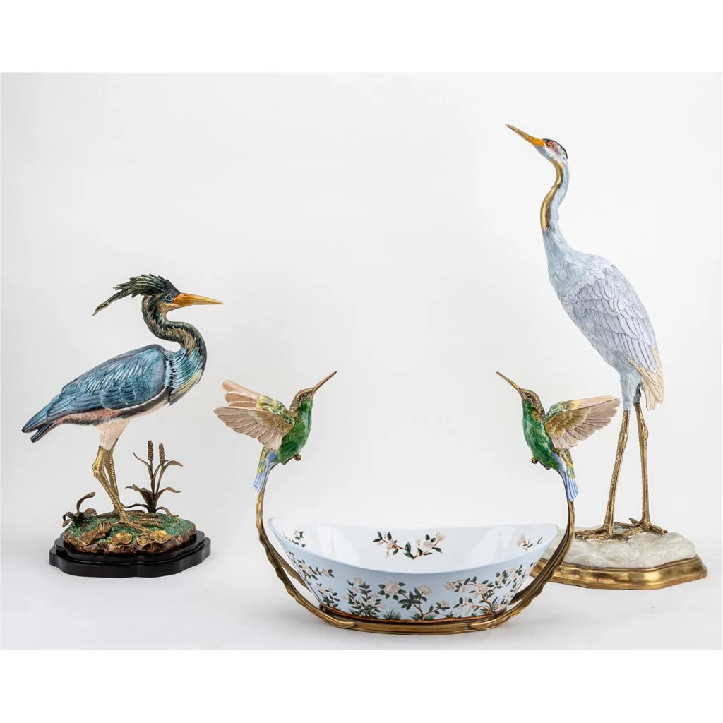 Danny's Fine Porcelain Grey Heron With Bronze 61002 - Image 15