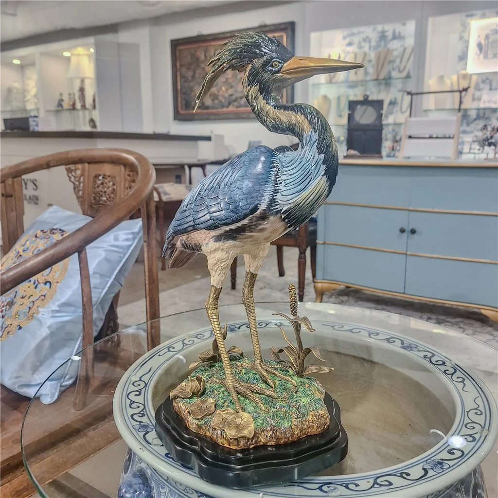 Danny's Fine Porcelain Grey Heron With Bronze 61002 - Image 16